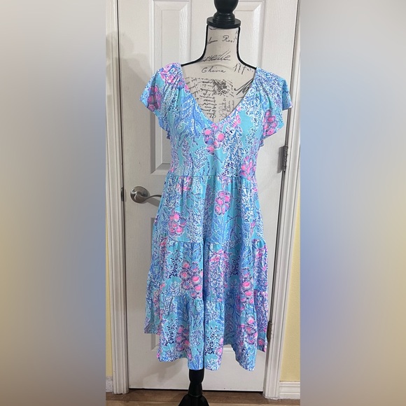 NWOT- Lilly Pulitzer Kawai Flutter Sleeve Dress - Picture 3 of 12